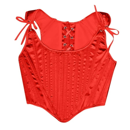 JULMCOMO Corset Tops for Women Lace Off Shoulder Corset Bustier Shapewear Lingerie Lace Waist Push Up Bodysuit Bodyshaper Lingerie Red XS