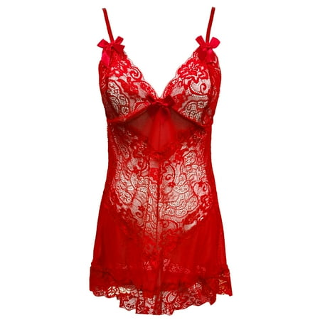 Landzoo Hot Nightie For Ladies See Through Sleepwear Women s Sexy Lace Night Dress Lingerie With Thong Cozy Sexy Nightwear