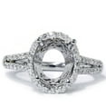 thumbnail image 2 of Pompeii VS 1/2ct Pave Halo Oval Engagement Split Shank Ring Setting 14K White Gold, 2 of 4