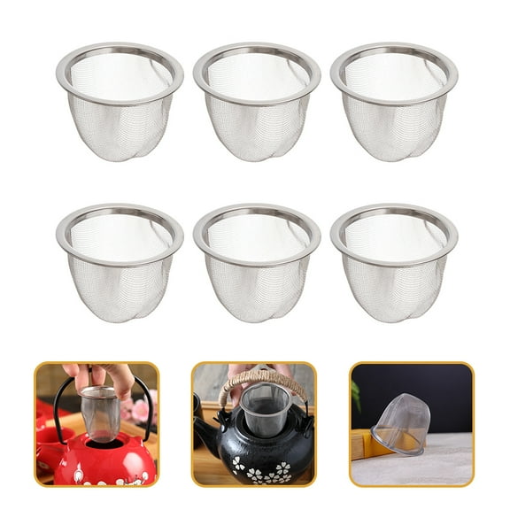 6pcs Stainless Steel Tea Filters Metal Teapot Replacement Mesh Strainers