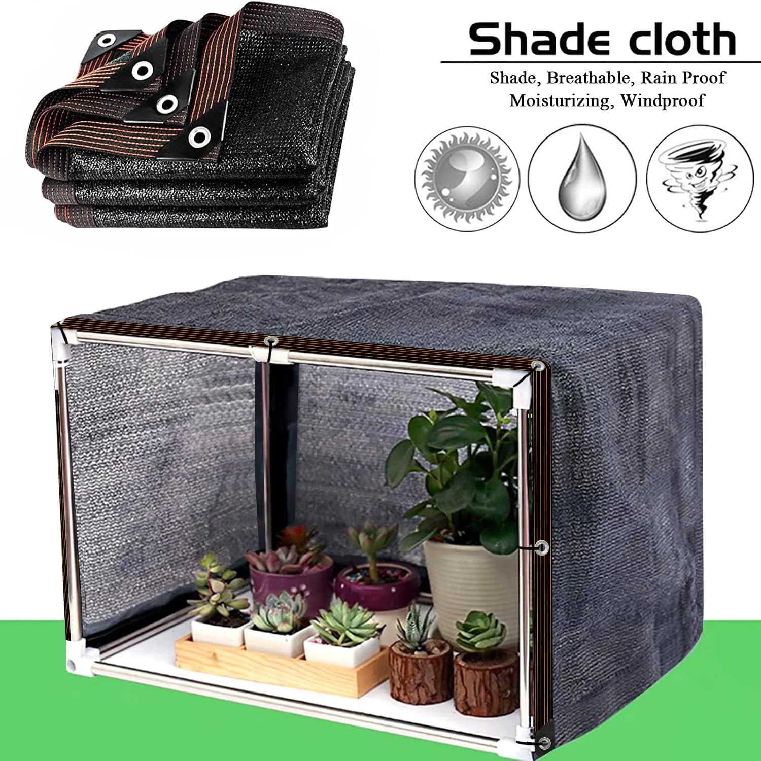 Shade Cloth,10ftx20ft Garden Shade Mesh Netting with Grommets, Sun Shades Outdoor Patio, Sun Shade Net for Patio Plants Greenhouse Chicken Coop Black Shading Rate 70% -90%,Black