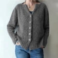 thumbnail image 2 of HAiming Womens V-Neck Cardigan Sweaters Solid Color Long Sleeve Button down Knitted Tops Casual Loose Sweater Jacket, 2 of 8