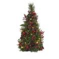 thumbnail image 5 of Nearly Natural 2ft. Mixed Berry and Pine Cone Artificial Christmas Tree with 35 Clear LED Lights, Green, 5 of 7