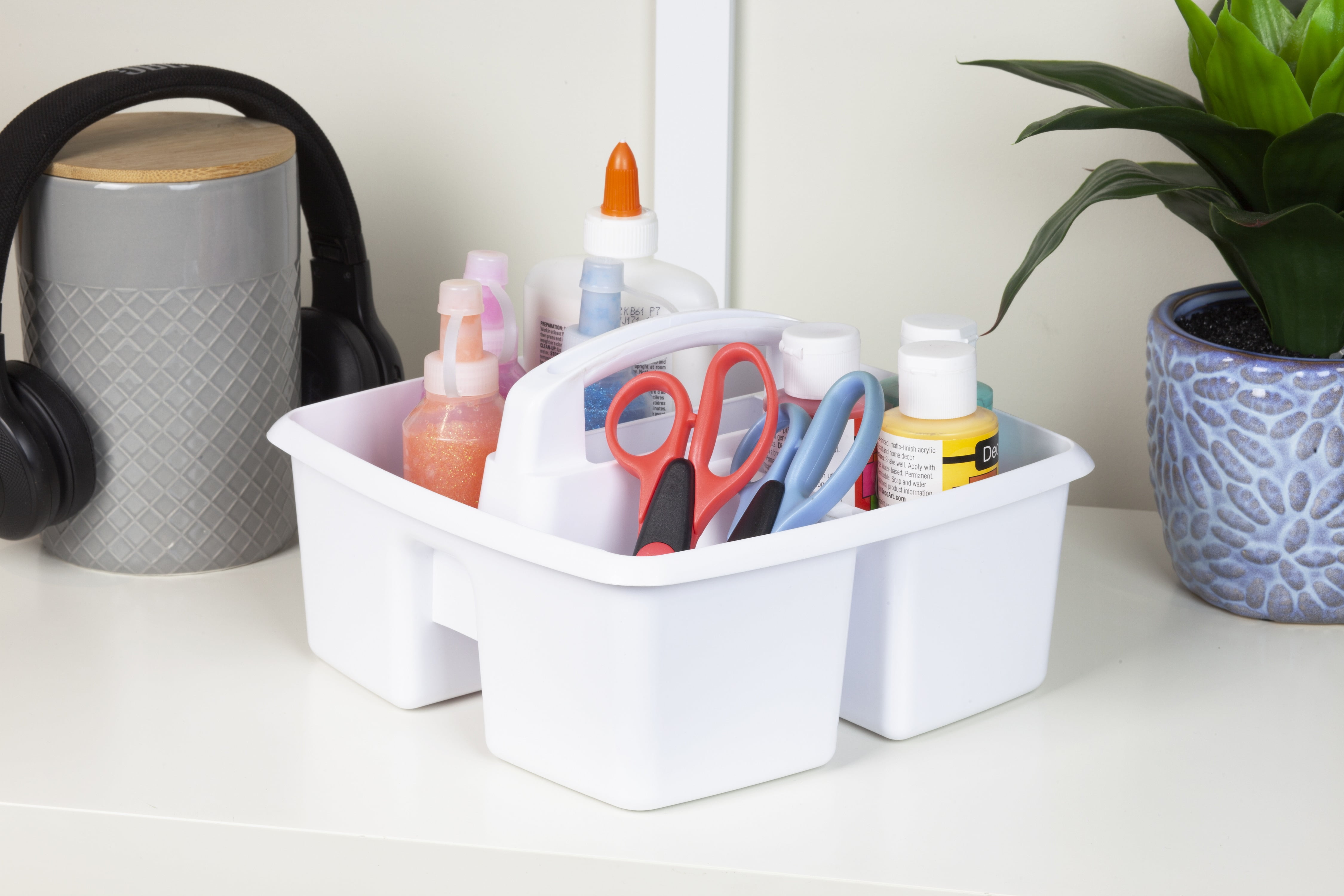 Pen+Gear Plastic Caddy, Craft and Hobby Organizer, Arctic White