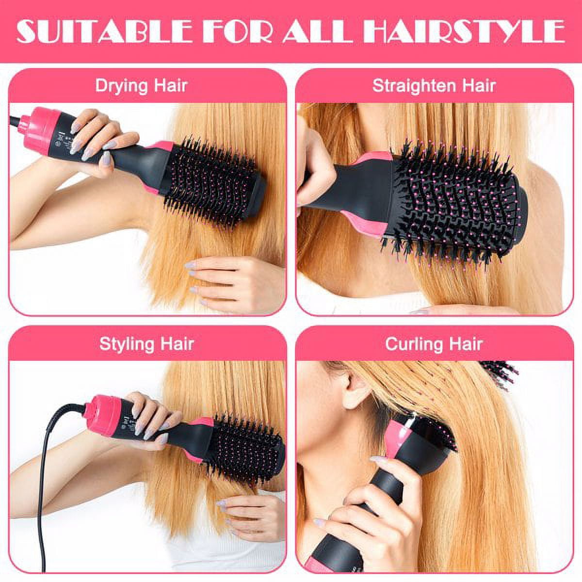 Hair Dryer Brush Blow Dryer Brush in One, Upgraded 4 in 1 Hair Dryer and Styler Volumizer with Negative Ion Anti-frizz Ceramic Titanium Barrel Hot Air Brush Hair Straightener Brush
