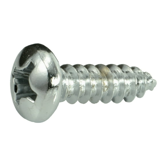 #12 x 3/4" Chrome Plated Steel Phillips Pan Head Sheet Metal Screws (8 pcs.)
