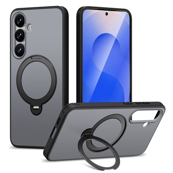 Sanwo for Samsung Galaxy S26 Case, Magnetic PC TPU Protective Cover with Kickstand, Wireless Charging, Shock-Absorbent,Black