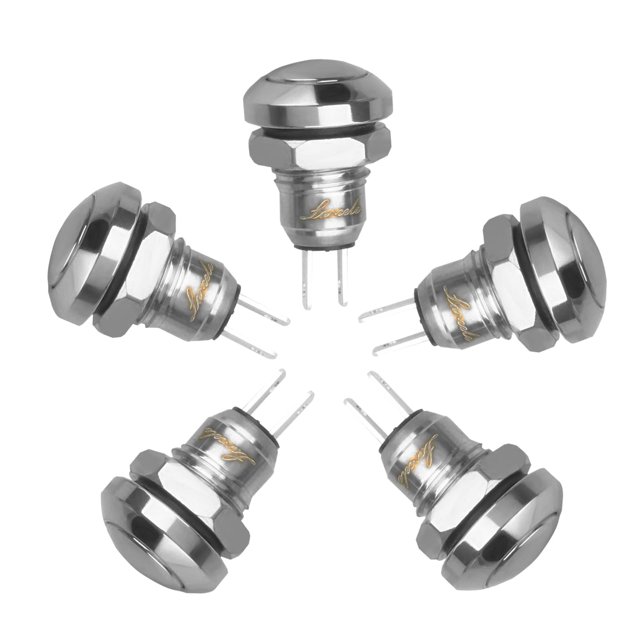 Larcele 8mm Mini Push Button Switch Waterproof Momentary Metal DIY Switch JSANKG-16,5 Pieces(Stainless Steel)