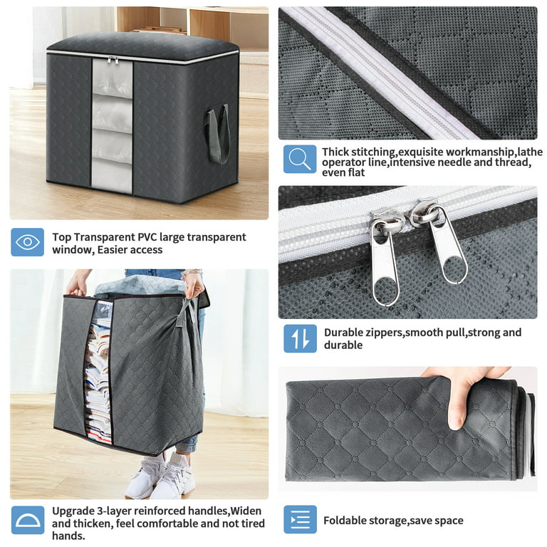 2Pcs Clothes Storage Bag 90L Large Capacity Foldable Closet Organizer with  Thick Fabric Clear, 1 unit - Kroger