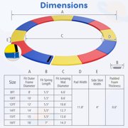 Gymax 12FT Trampoline Spring Cover w/Split Design Waterproof Surface EPE Foam Padding Multicolor