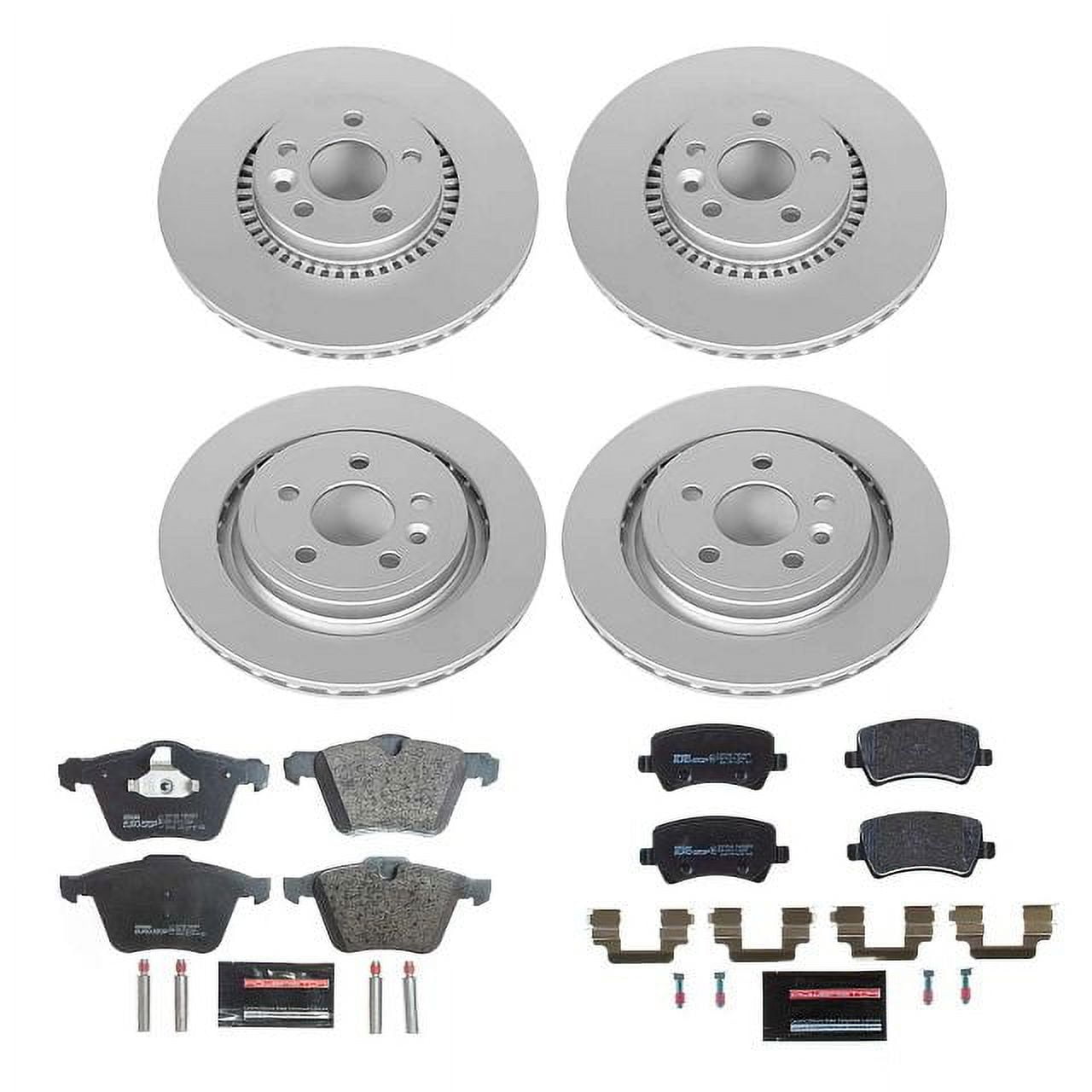 Power Stop Front and Rear Euro-Stop ECE-R90 Certified Brake Pad and Rotor Kit ESK7637