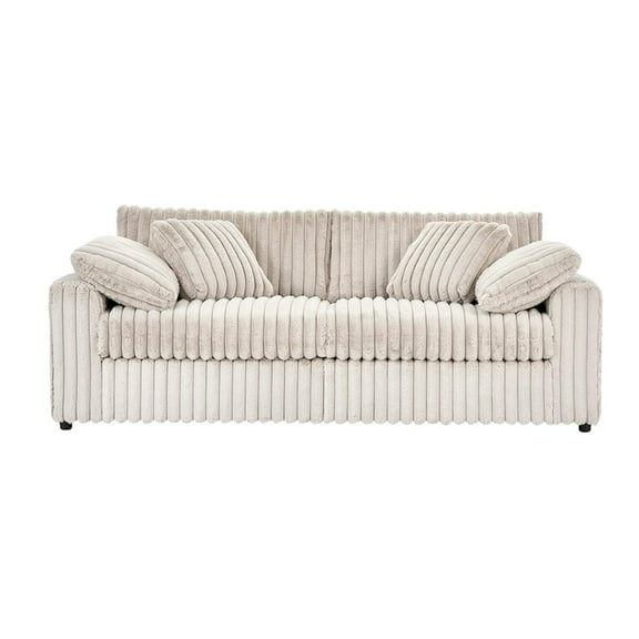 Roundhill Furniture Belvoir Upholstered Stationary Sofa, Beige Champagne