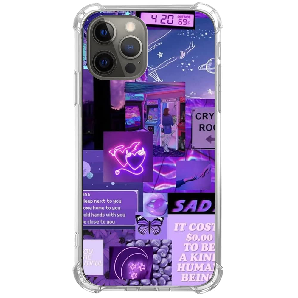 Aesthetic Purple Case for iPhone 12 Pro Max,Aesthetic Art Design ...