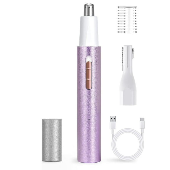 SkyAuks Nose Hair Trimmer for Women, 4-in-1 Painless Multifunctional Hair Device, Purple
