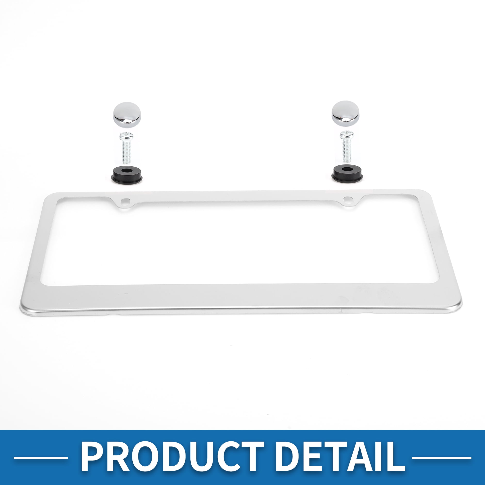 Unique Bargains Stainless Steel License Plate Holder Durable Mirror Polished Silver Tone