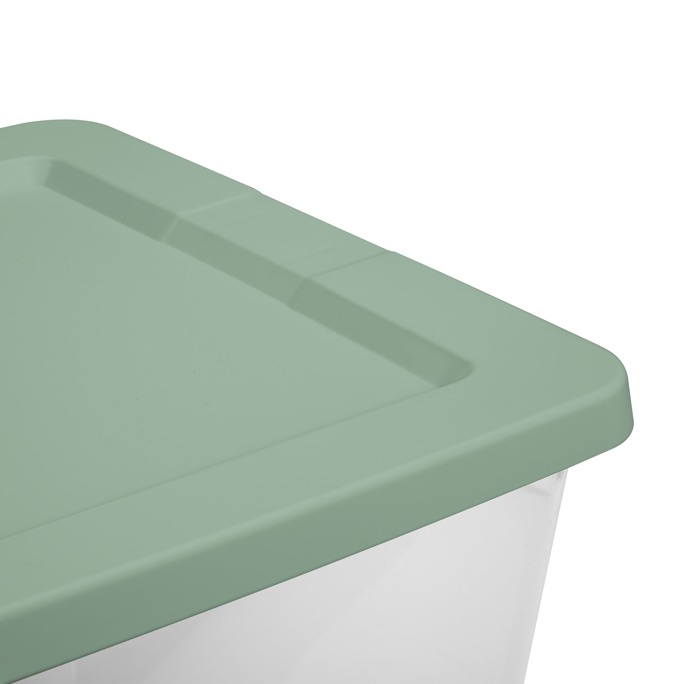 Sterilite Storage Bin, 58 Quart Clear Plastic Storage Container with Snap-On Lid, Green Sage, 8 Pack
