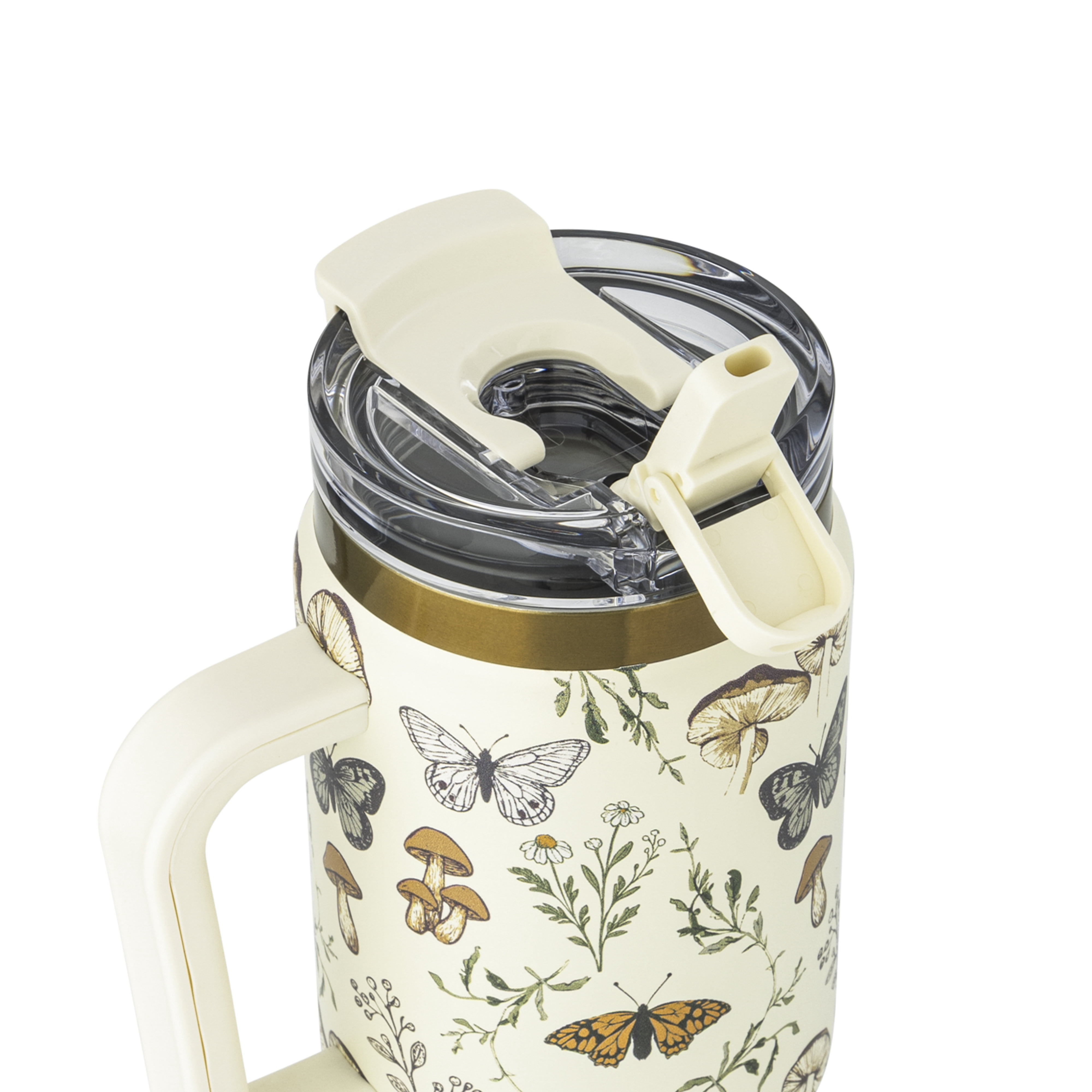 Thyme & Table 32oz Stainless Steel Luna Tumbler with Handle and Dual Straw Lid, Autumn