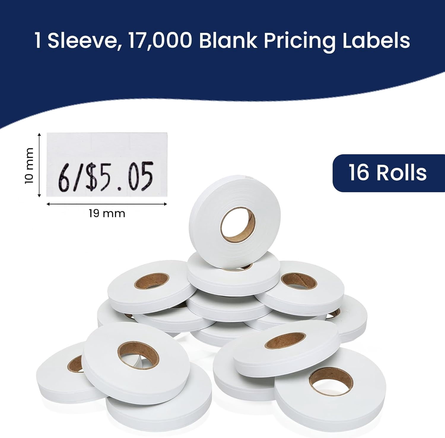 White Pricing Labels for Monarch 1110 Price Gun - Sixteen Rolls, 17,000 Pricemarking Labels