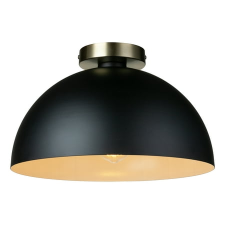 

Globe Electric Monica 1-Light Matte Black Semi-Flush Mount with Matte Gold Accent Canopy Bulb Included 61021