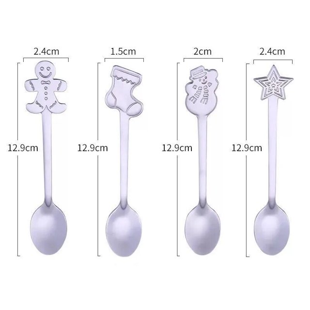 Cucharas de café de Metal para decoración del hogar, tenedor de café de 4 piezas, adornos navideños para Año Nuevo 2024, regalos de Navidad, 2023