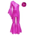 thumbnail image 3 of Haitryli Big Girls Disco Party Romper Dress Jumpsuit Halloween Costume Flare Bell Bottom Sparkle Dance Leotards Hot Pink 6, 3 of 5