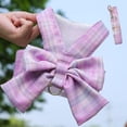 thumbnail image 2 of Dog Harness and Leash Set, Cute Bow Tie Plaid Harnesses for Puppy Cat, Adjustable Pet Kitties Vest, Breathable Harness Traction Rope for Small Animal(Harness Light Pink,XS for 1.1-3.3lbs Dog), 2 of 7