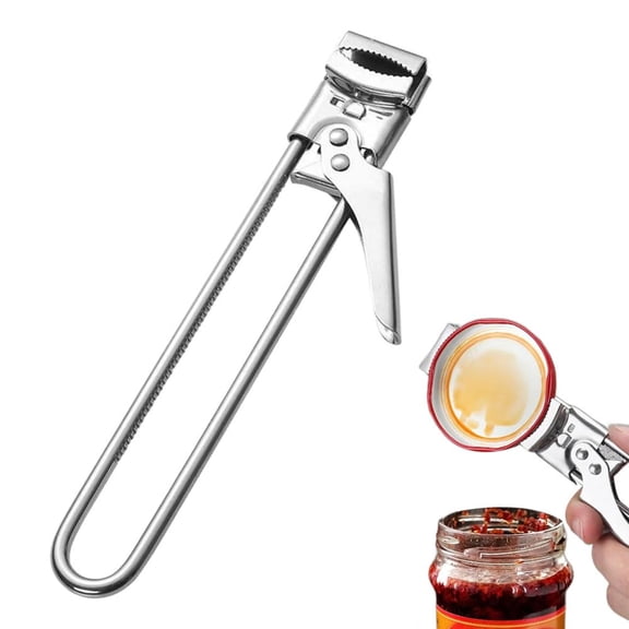 Stainless Steel Adjustable Can Opener Heavy Duty Multi-Functional Jar & Bottle Lid Clip Manual Kitchen Accessory 9 inch
