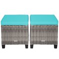 thumbnail image 5 of Patiojoy Set of 2 Outdoor Rattan Cushioned Ottoman Seat All Weather Patio Footrest Turquoise, 5 of 6