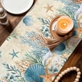thumbnail image 3 of Teal Blue Coastal Table Runner 90 Inches, Summer Beach Starfish Shell Coral Nautical Retro Bed Runner Dresser Scarves Tabletop for Indoor Outdoor Parties/Ceremony/Banquet, 13" x 90", 3 of 8