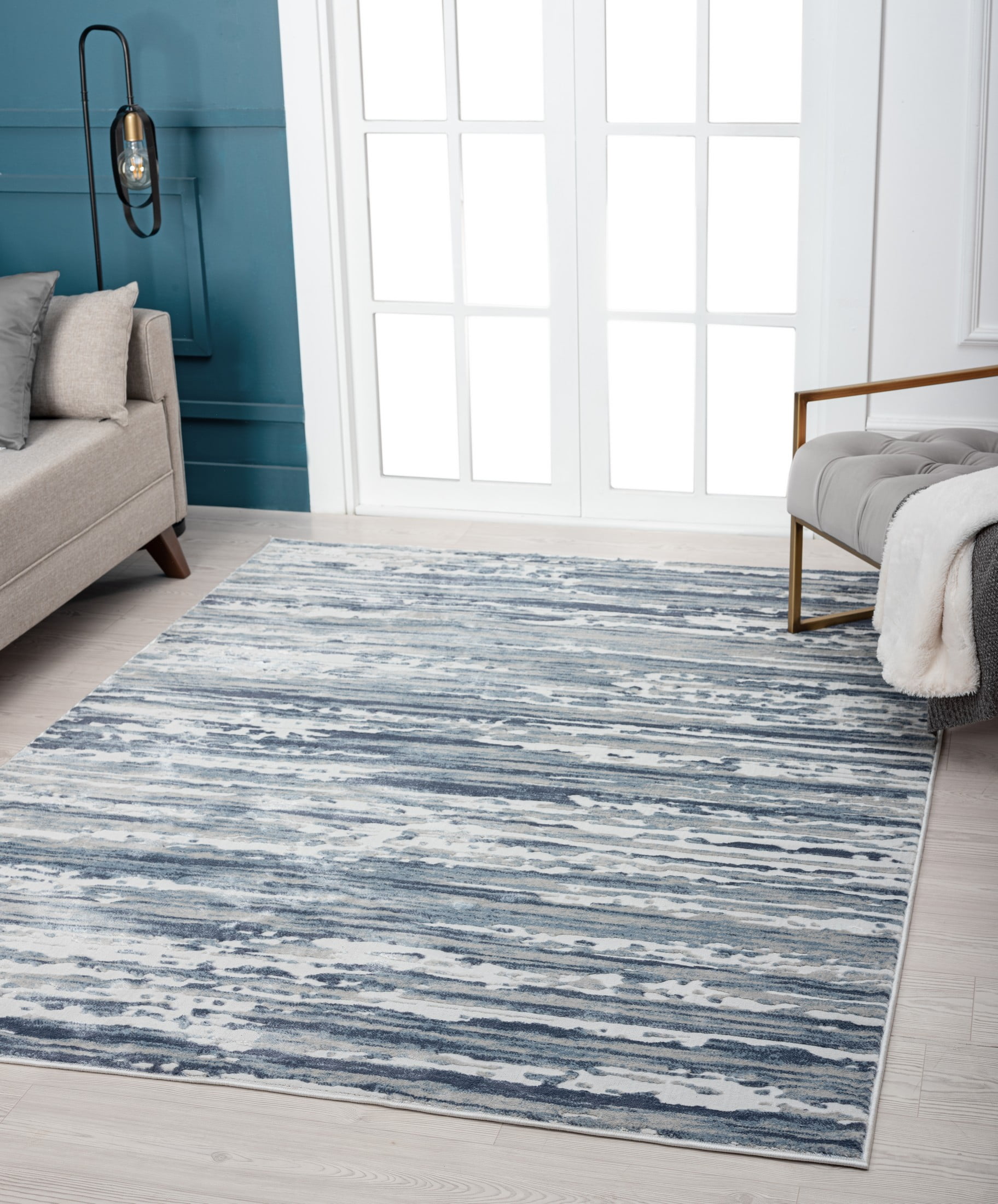 VCNY Home Marcus Abstract Distressed Low Pile Indoor Area Rug, Blue, 5