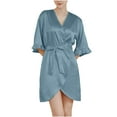 thumbnail image 2 of uublik Robe for Women Lightweight Short Warm Bathrobe Sleepwear Pajamas Nightgowns Loungewear with Belt Green, 2 of 6