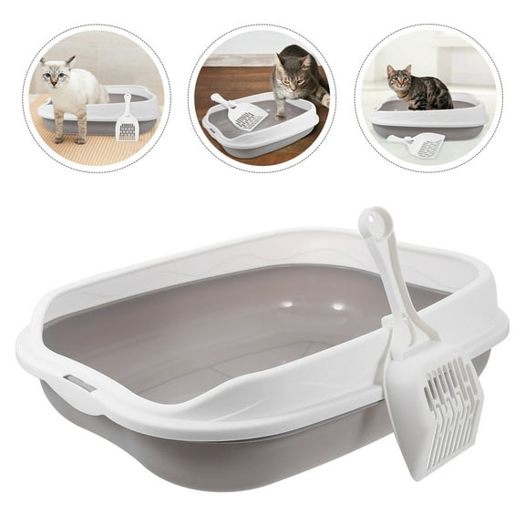 LULULION Portable Litter Box Splashproof Cat Litter Box ABS Grey 1 Set