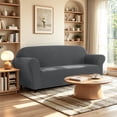 thumbnail image 3 of Subrtex 1 Piece Stretch Jacquard Couch Cover, Sofa Slipcover for 3 Cushion Couch, Machine Washable Furniture Protector (Sofa, Gray), 3 of 9