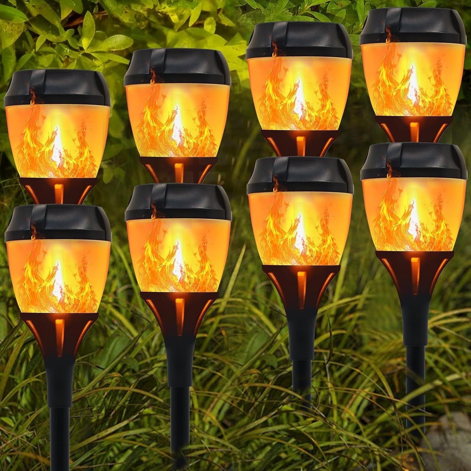 Magicorange 8 Pack Upgrade Solar Torch Lights with Flickering Flame, Waterproof Outdoor Solar Lights for Christmas, Garden, Landscape, Path, Yard, Patio