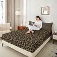 thumbnail image 4 of Homewish Leopard Print 4 Pieces Queen Sheet Sets for Teens Boys Girls,Bling Black Brown Glitter Ultra Soft Flat Sheet,Animal Cheetah Print Queen Fitted Sheet,Breathable Home Decor, 4 of 7