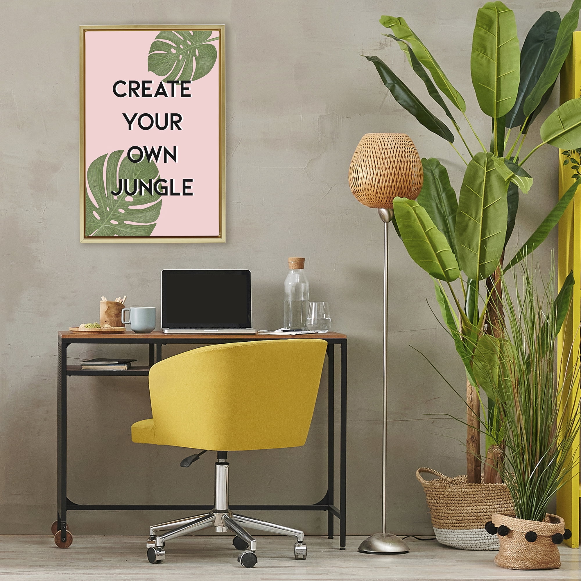 Stupell Industries Create Your Own Jungle Gold Framed Floater Canvas Wall Art, design by Martina Pavlova