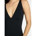 thumbnail image 2 of Time and Tru Women's and Women’s Plus Ribbed Plunge One-Piece Swimsuit, Sizes XS-3X, 2 of 5