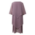 thumbnail image 6 of QHFBli Women's Chiffon Dresses 3/4 Bell Sleeve Crewneck Tiered Layered Flowy Dress Party Wedding Outfits, 6 of 6
