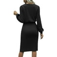 thumbnail image 4 of IROINNID Formal Dress for Women Wedding Guest Evening Party Formal Dress Winter Solid Threaded Lantern Long Sleeve Knitted Slit Bag Hip Round Neck Dress,Black, 4 of 4