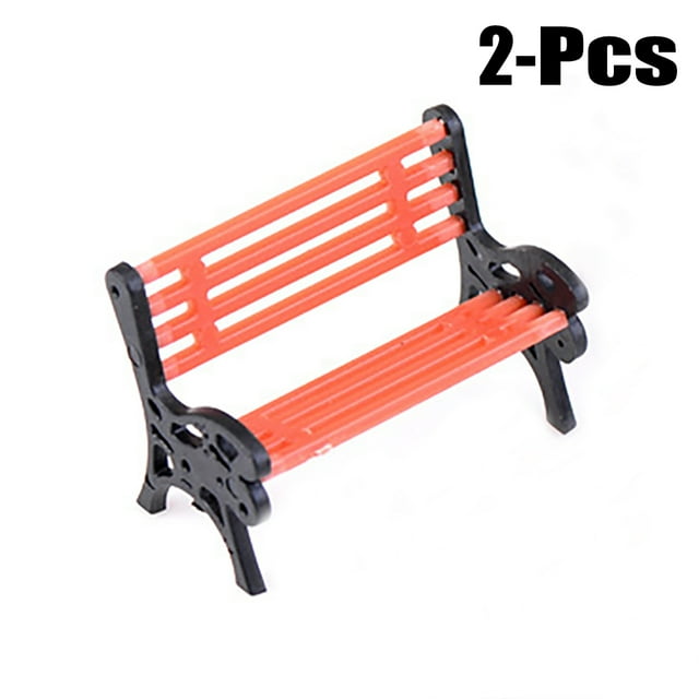 2PCS Landscape Ornament Creative Mini Garden Bench Mini Landscape Decor Garden Ornament