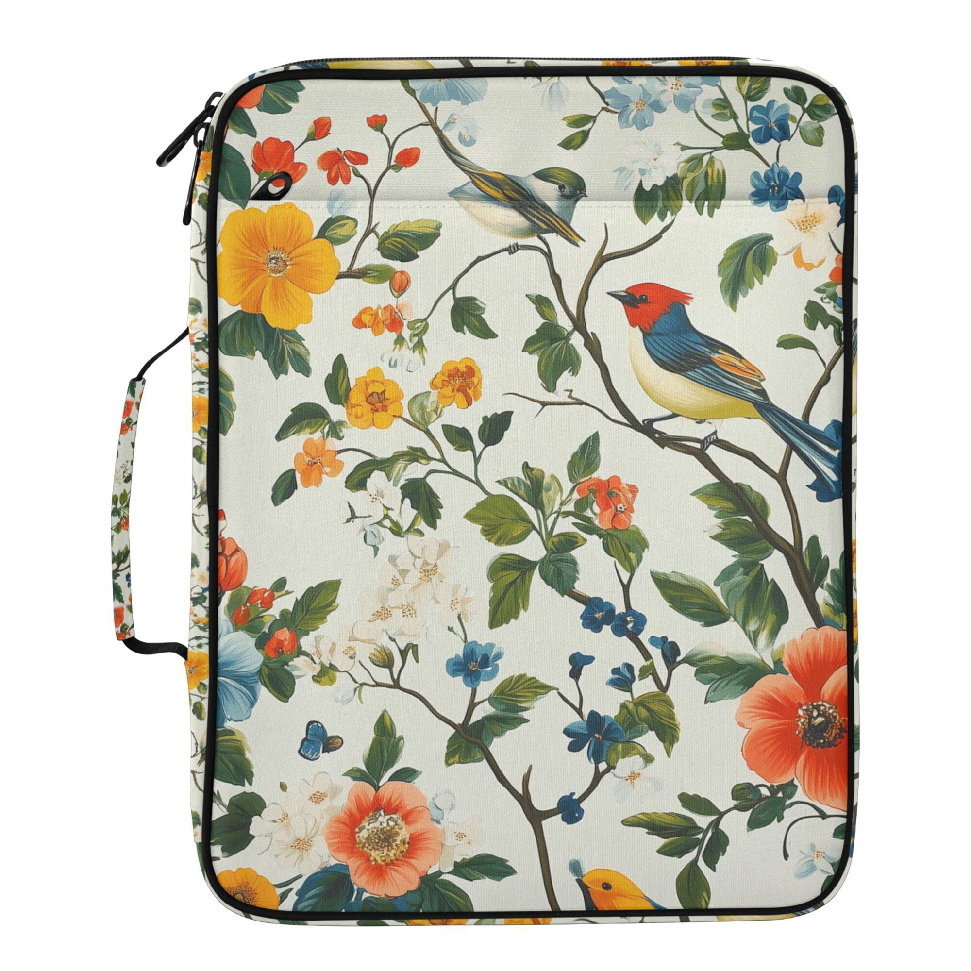 FORMRS Accordion File Folder A4 Size 7-Pocket Expanding Document Organizer Bag with 3 Ring Binder, Light Green Floral Pattern