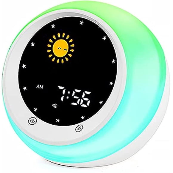 Sun & Moon Rise Kids Alarm Clock kids S Sleep Trainer Sleep Sound Machine Wake Up Light & Night Light Teach Kids Day & Night-YOUYOU