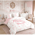 thumbnail image 3 of Erosebridal Pink Bow Bedding Sets Queen Size, Initial Letter S Comforter Sets with Sheets, Princess Bowknot Decor, Reversible 7pcs, 3 of 8