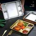 thumbnail image 5 of Goowood Gold Stainless Steel Divided Plates for Kids and Adults 4 Compartment Metal Lunch Tray Portion Control Plate for Camping Picnic, 5 of 6