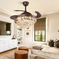 thumbnail image 3 of FINE MAKER 42" Luxury Crystal Ceiling Fan with Light Black Finish LED Chandelier with Fan Remote 3 Color 3 Speed Invisible Fandeliers Light Fixture for Living Room,Dining Room, 3 of 13