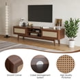 thumbnail image 5 of Barara King Boho TV Stand with Cable Management and Storage for 75 Inch TVs, Rattan Media Console Entertainment Center, Walnut, 5 of 8