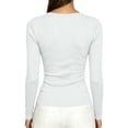 thumbnail image 6 of SuTry Womens Scoop Neck Top Long Sleeve Ribbed Knit Slim Fit Stretch Fabric Basic Tee Shirt Casual Everyday Wardrobe Staple, 6 of 7