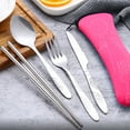 thumbnail image 4 of Outdoor Portable Stainless Steel Cutlery Set - Half Flower - Seven-piece Straw Set, 4 of 5