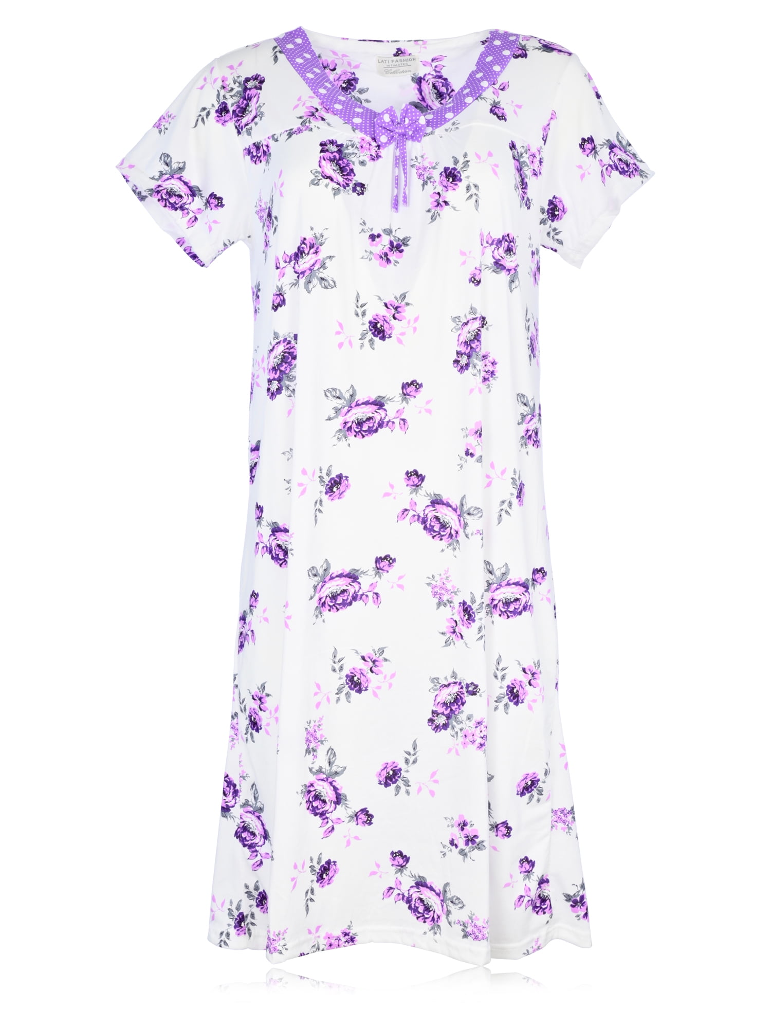 PajamaGram Womens Nightgowns Ultra Soft - Cotton Pin Dot, Lavender