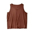 thumbnail image 4 of USNSM Men's Plus Size Scoop Neck Tank Tops Oversized Summer Casual Sleeveless Shirts Solid Color Loose Fit Tee Brown XXL, 4 of 6